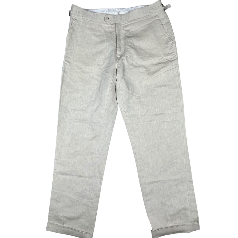 SUITSUPPLY Men's Bresica Beige Linen‎ Cotton Dress Pants Tailored Fit Size 46